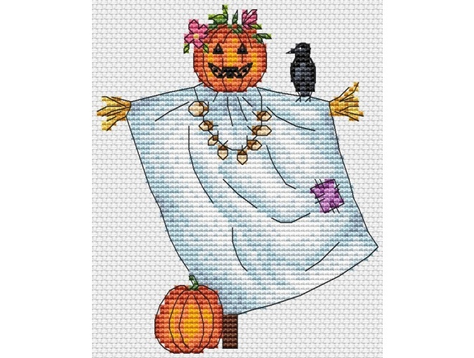 Pumpkin Scarecrow Cross Stitch Pattern фото 1