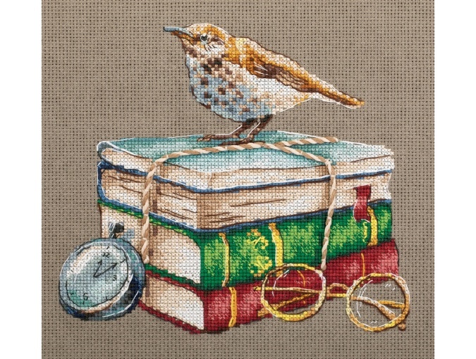 Booklover (gray brown embroidery fabric) Cross Stitch Kit фото 1