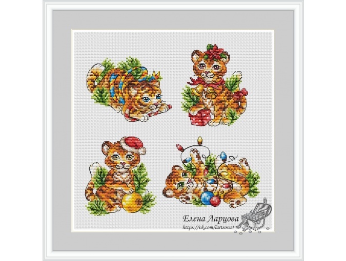 Tiger Cubs Cross Stitch Pattern фото 1