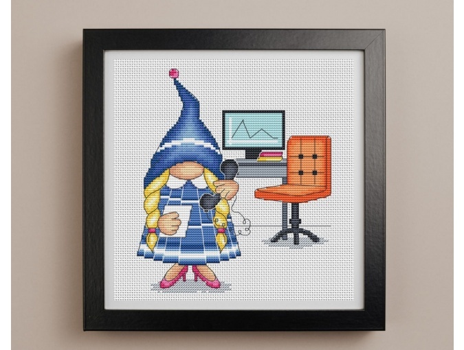 Office Gnome Cross Stitch Pattern фото 1