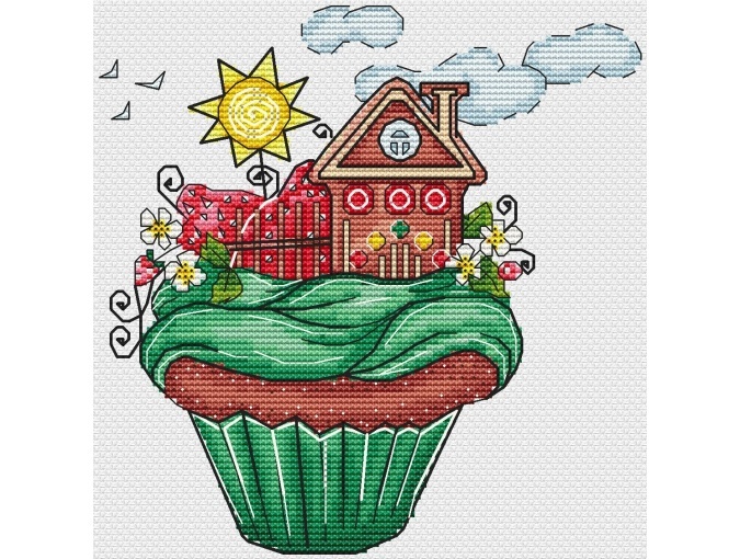 Strawberry Cupcake Cross Stitch Pattern фото 1