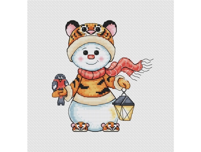 Snowman Tiger Cross Stitch Pattern фото 4