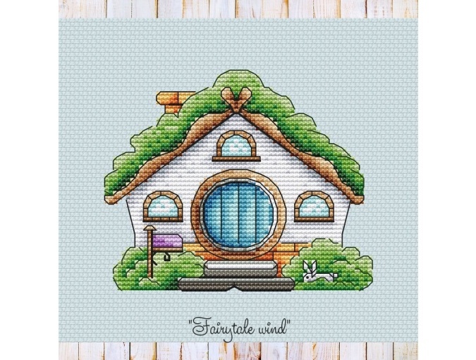House with a Blue Door Cross Stitch Pattern фото 1