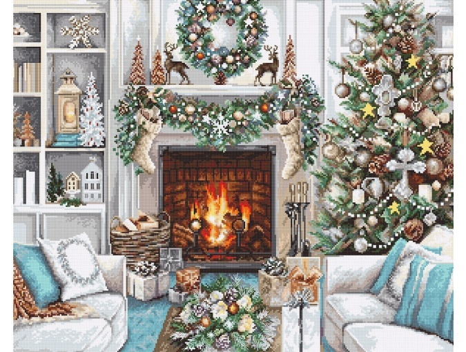 White Christmas Interior Cross Stitch Kit фото 1