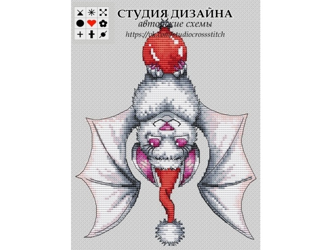 Festive Bat Cross Stitch Pattern фото 1