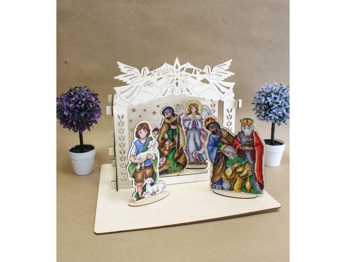 Christmas Nativity Scene Wooden Stand фото 2