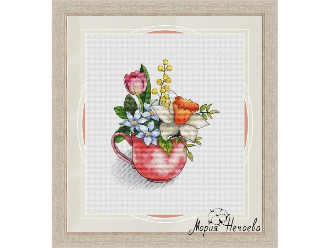 Spring in a Cup Cross Stitch Pattern фото 1