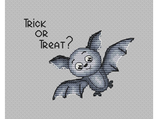 Trick or Treat? Bat Cross Stitch Pattern фото 1