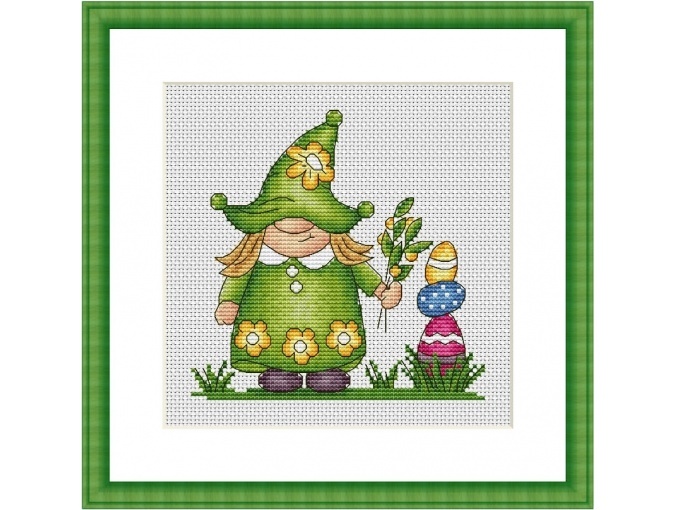 Easter Girl Gnome Cross Stitch Pattern фото 2