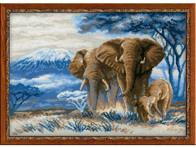 Elephants in the Savannah Cross Stitch Kit  фото 1