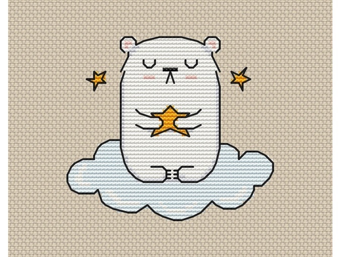 Bear on the Cloud Cross Stitch Pattern фото 1