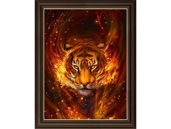 Tiger in Flames Diamond Painting Kit фото 1
