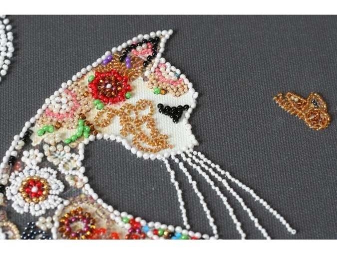 Cat and Moth Bead Embroidery Kit фото 3