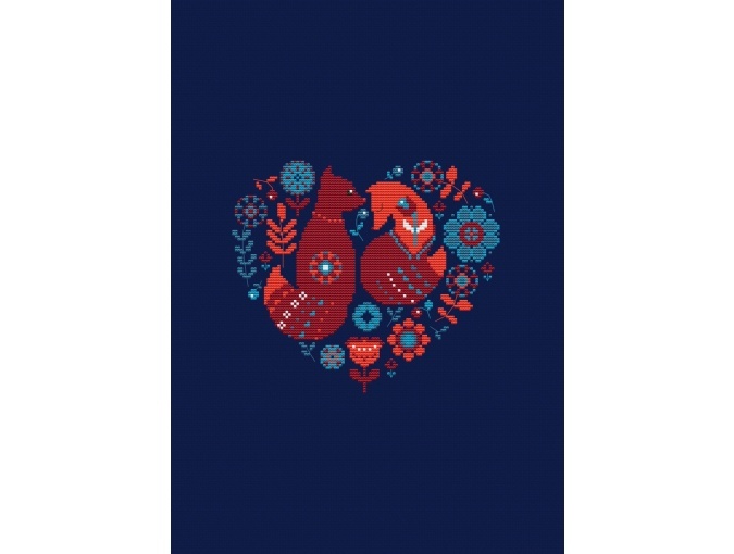 Heart Dark Blue Cross Stitch Pattern фото 1