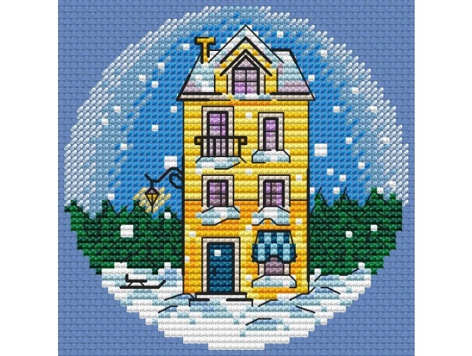 Yellow House Cross Stitch Pattern фото 1