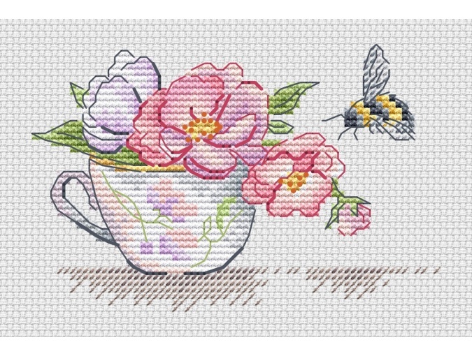 Rosehip and Bumblebee Cross Stitch Pattern фото 1