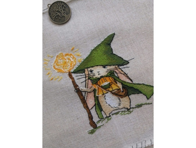 Hare Wizard in Green Cross Stitch Pattern фото 2
