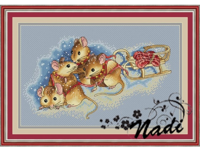 Mice in Harness Cross Stitch Pattern фото 1