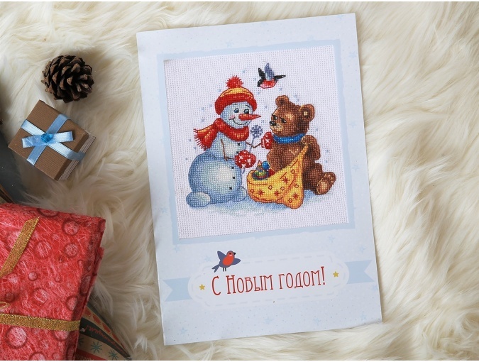 Postcard. Holiday Gifts for Teddy Cross Stitch Kit фото 4
