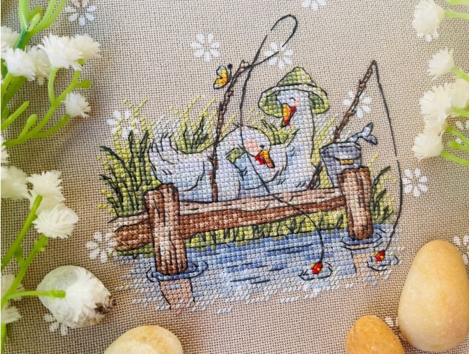 Geese Fishing Cross Stitch Pattern фото 2