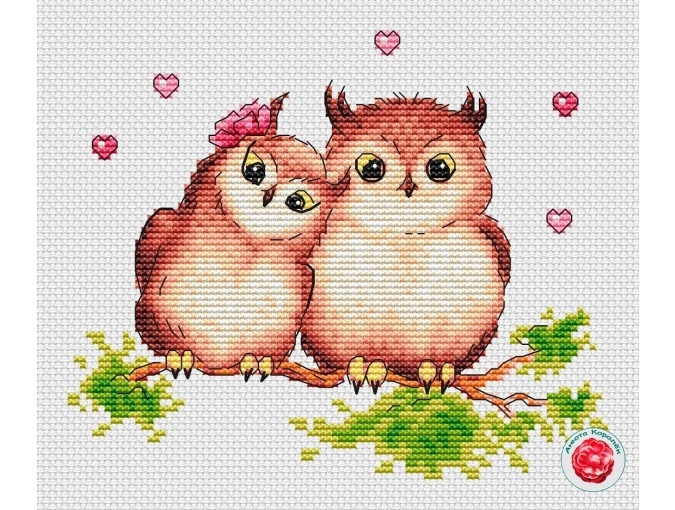 Owls In Love Cross Stitch Chart фото 1