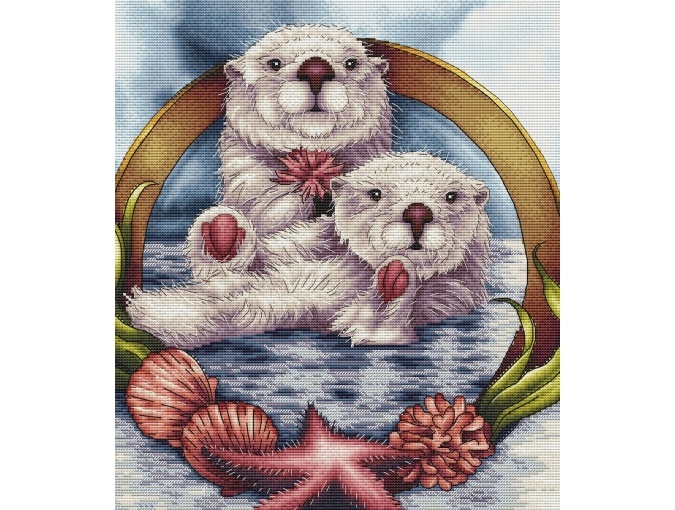 Forest Inhabitants. Otter Cubs Cross Stitch Pattern фото 1