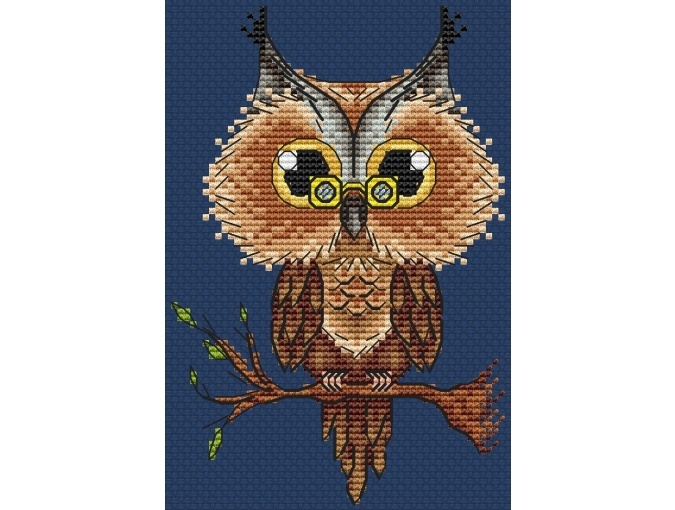 Owlet with Glasses Cross Stitch Pattern фото 1
