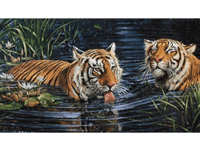 Tigers in the Water Diamond Painting Kit фото 2