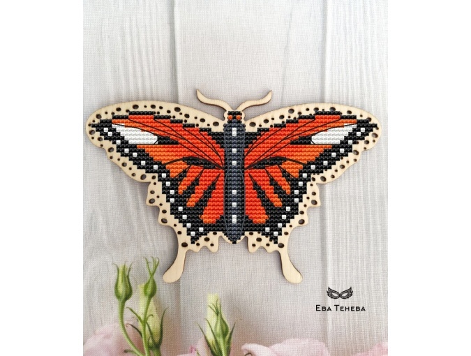 Butterfly. Orange Summer Cross Stitch Pattern фото 1