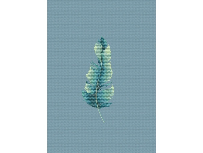 Green Feather Cross Stitch Pattern фото 1