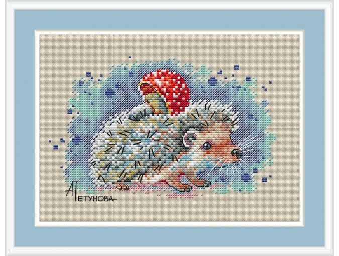 Hedgehog with Mushroom Cross Stitch Pattern фото 1