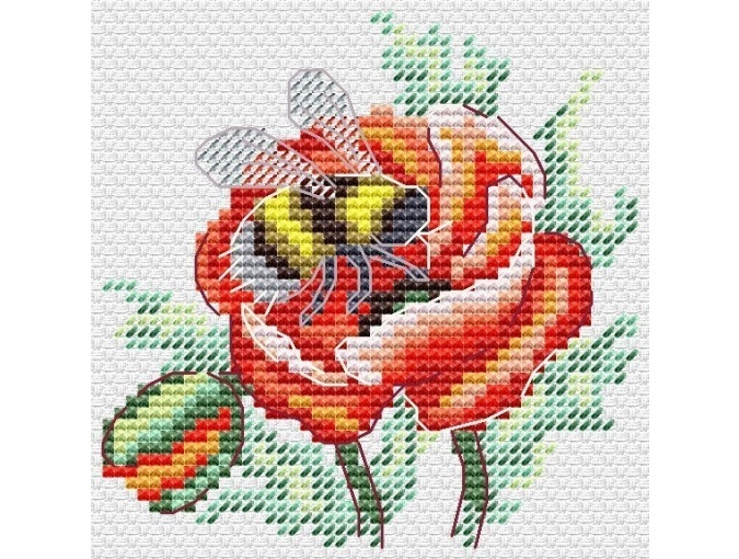 Poppy and Bumblebee Cross Stitch Kit фото 1