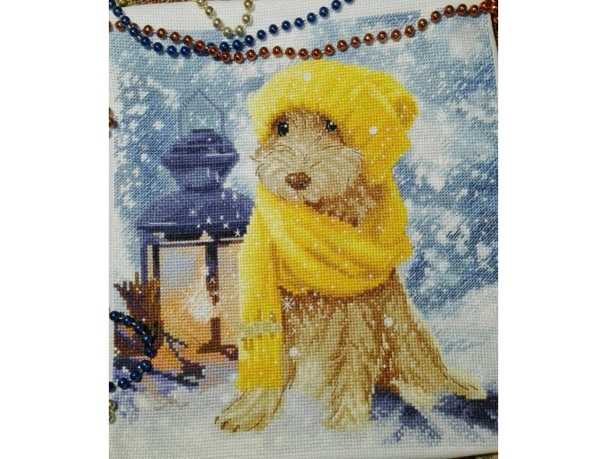 Puppy in a Yellow Scarf Cross Stitch Pattern фото 4