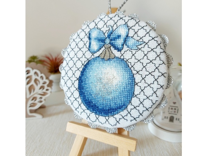 Christmas Blue Silver Ornament Cross Stitch Pattern фото 1