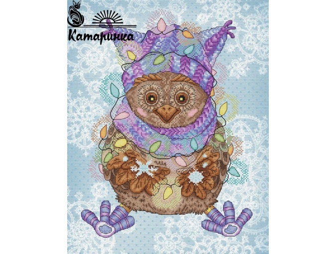 Owl with Garland Cross Stitch Pattern фото 1