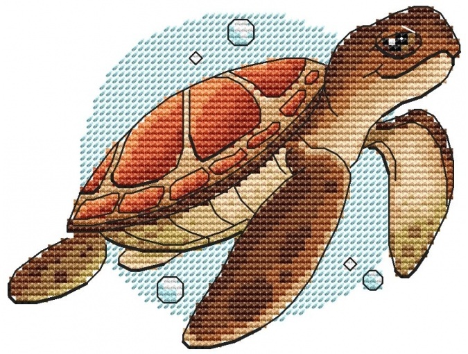 Marine Life. Turtle Cross Stitch Pattern фото 1
