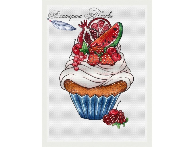 Summer Cupcakes. Red Cross Stitch Pattern фото 1