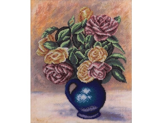 Roses in a Blue Vase Cross Stitch Kit фото 1