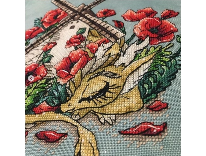 Dragon with a Windmill Cross Stitch Pattern фото 4