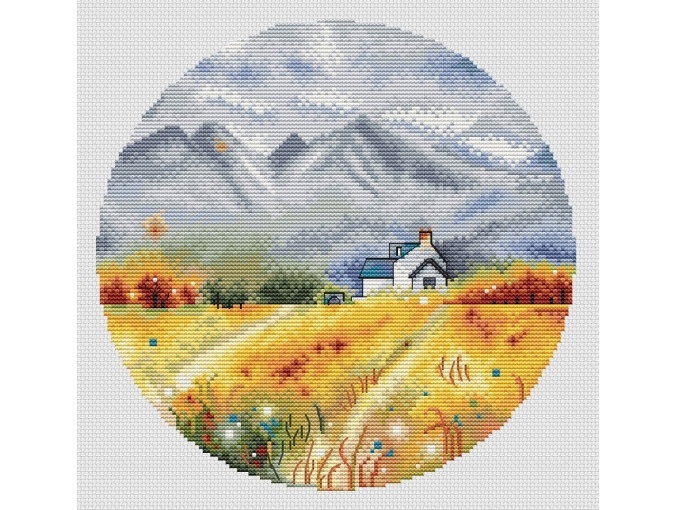 Landscape with a Field Cross Stitch Pattern фото 1