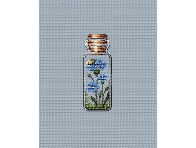 Bottles. Cornflowers Cross Stitch Pattern фото 1
