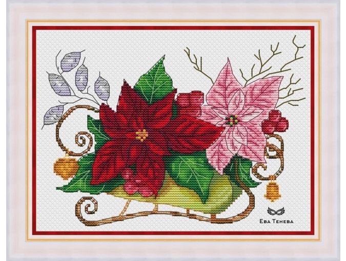 New Year's Sleigh (red version) Cross Stitch Pattern фото 1