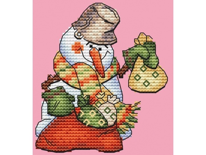 Snowman with Bag Cross Stitch Pattern фото 1