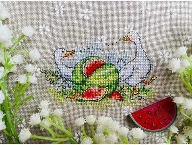 Geese and Watermelon Cross Stitch Pattern фото 2