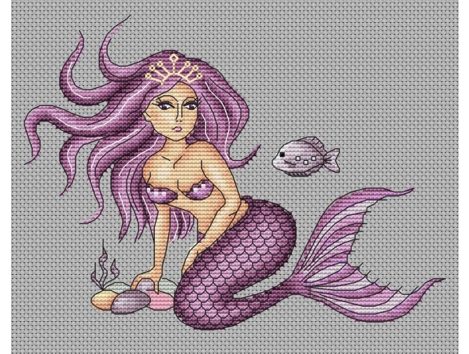 Lilac Mermaid Cross Stitch Pattern фото 1