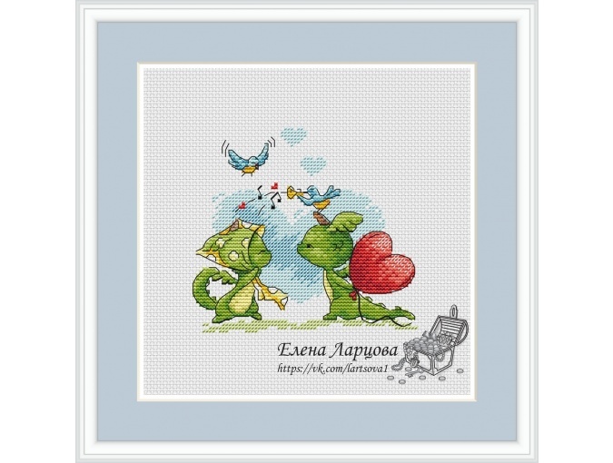 Dragons. Valentine's Day Cross Stitch Pattern фото 1