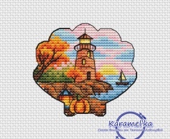 Autumn Sunset Shell Cross Stitch Pattern