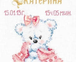 Baby Girl Birth Record Cross Stitch Kit, code RK-315 MP Studia