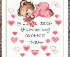 Baby Girl Birth Record Cross Stitch Kit, code RK-315 MP Studia