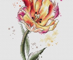 Watercolor Rose Flower Cross Stitch Pattern, code LV-101 Lubov Vodenikova
